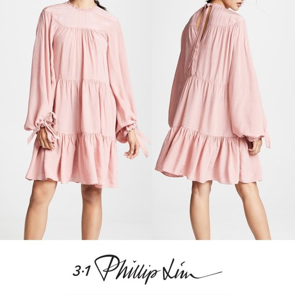 3.1 Phillip Lim Dresses & Skirts - 3.1 Phillip Lim Long Sleeve Short Gathered Dress Dusty Pink 2 NWT